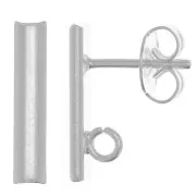 Clous d'oreilles barre arrondi 15x3 mm - anneau ouvert - Placage Argent fin x2