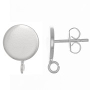 Clous d'oreilles disque 10 mm - anneau perpendiculaire ouvert - Placage Argent fin