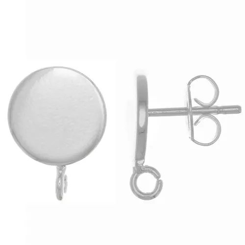 Clous d'oreilles disque 10 mm - anneau perpendiculaire ouvert - Placage Argent fin