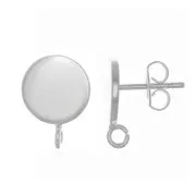 Clous d'oreilles disque 8 mm anneau perpendiculaire ouvert - Placage Argent fin x2