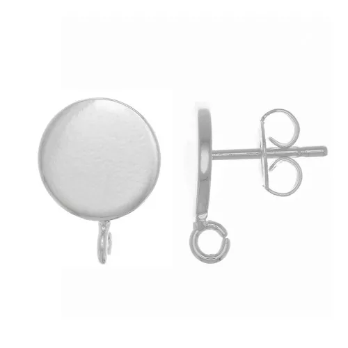 Clous d'oreilles disque 8 mm anneau perpendiculaire ouvert - Placage Argent fin x2