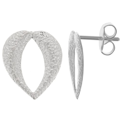 Clous d'oreilles coeur évidé martelé 16x13 mm - Placage Argent fin x2