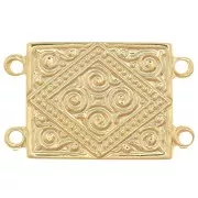 Intercalaire rectangle 2 rangs 22x13.5 mm motif ethnique - Doré à l'or fin x1