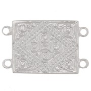 Intercalaire rectangle 2 rangs 22x13.5 mm motif ethnique - Placage Argent fin x1|raw }}