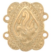 Intercalaire rectangle 2 rangs 17x15 mm motif ethnique - Doré à l'or fin x1|raw }}