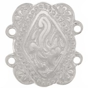 Intercalaire rectangle 2 rangs 17x15 mm motif ethnique - Placage Argent fin x1