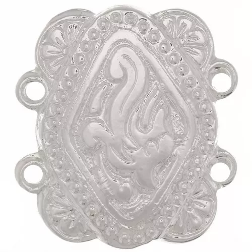 Intercalaire rectangle 2 rangs 17x15 mm motif ethnique - Placage Argent fin x1