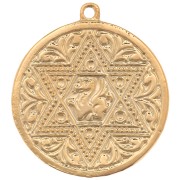 Pendentif médaille 22 mm - motif étoile travaillée - Doré à l'or fin x1|raw }}
