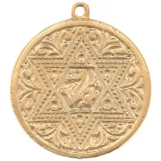 Pendentif médaille 22 mm - motif étoile travaillée - Doré à l'or fin x1