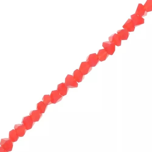 Perles en verre irrégulières facettées 3 mm - Corail x33cm
