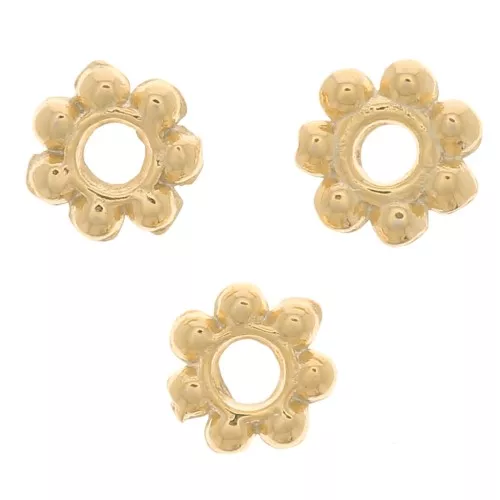Perles rondelles fleur 4 mm - Doré à l'or fin x100