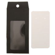 Emballage en carton avec son étiquette pour bijoux 13x6.5 cm - Noir - Blanc x1