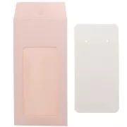 Emballage en carton avec son étiquette pour bijoux 13x6.5 cm - Rose poudré - Blanc