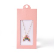 Emballage en carton avec son étiquette pour bijoux 13x6.5 cm - Rose poudré - Blanc