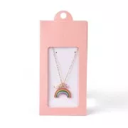 Emballage en carton avec son étiquette pour bijoux 13x6.5 cm - Rose poudré - Blanc