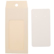 Emballage en carton avec son étiquette pour bijoux 13x6.5cm - Beige - Blanc x1|raw }}
