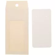 Emballage en carton avec son étiquette pour bijoux 13x6.5cm - Beige - Blanc x1