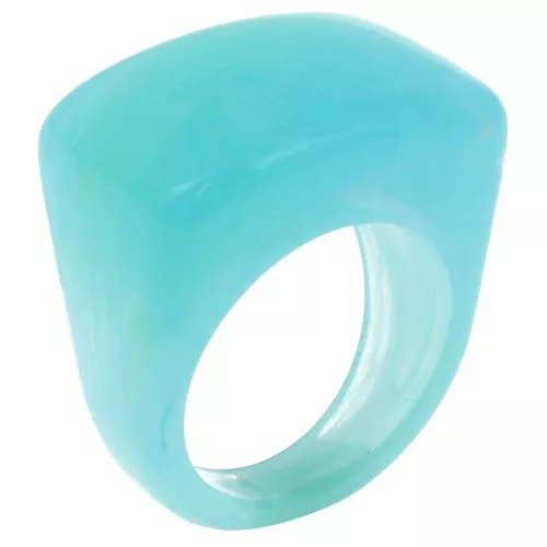 Bague large en résine - Taille 54 - Turquoise marbré x1