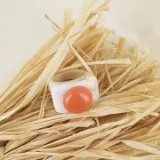 Bague large en résine - Taille 54 - Beige - Marron marbré x1