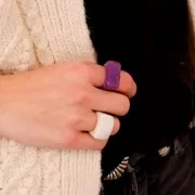 Bague large en résine - Taille 54 - Beige - Marron marbré x1