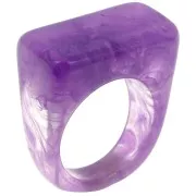 Bague large en résine - Taille 54 - Transparent - Violet marbré x1
