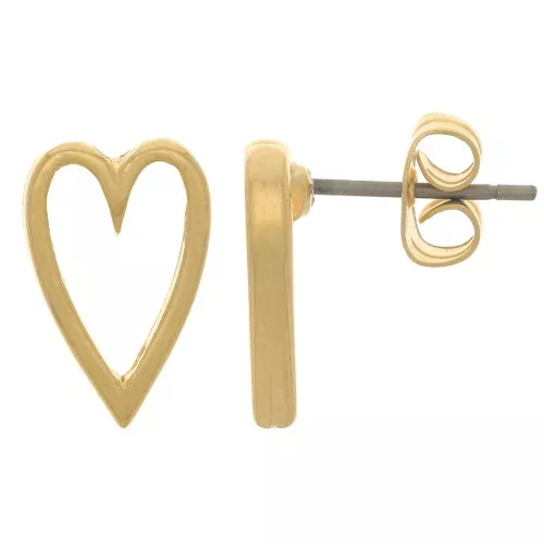Boucles D'oreilles Cœur Décentrées Avec Perles Et Oxydes - Support Vanille - Occasion