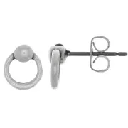 Boucles d'oreilles mini cercle 7 mm - Placage Argent fin vieilli x2