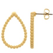 Boucles d'oreilles goutte avec petites boules 23x16 mm - Doré à l'or fin x2|raw }}