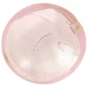 Bombée Murano 16 mm Rose et feuille d'argent x1