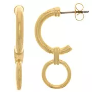 Boucles d'oreilles design ethnique 30x12 mm - Doré à l'or fin x2