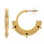 Créoles ethnique texturée avec résine époxy 29 mm - Doré à l'or fin - Noir x2