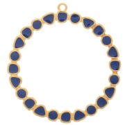 Pendentif anneau rond avec résine époxy 48 mm - Doré à l'or fin - Bleu marine x1