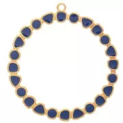 Pendentif anneau rond avec résine époxy 48 mm - Doré à l'or fin - Bleu marine x1