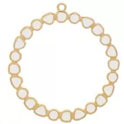 Pendentif anneau rond avec résine époxy 48 mm - Doré à l'or fin - Ivoire x1