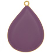 Pendentif goutte avec résine époxy 32x23 mm - Doré à l'or fin - Prune x1|raw }}