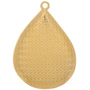 Pendentif goutte avec résine époxy 32x23 mm - Doré à l'or fin - Prune x1