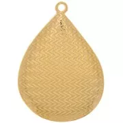 Pendentif goutte avec résine époxy 32x23 mm - Doré à l'or fin - Prune x1