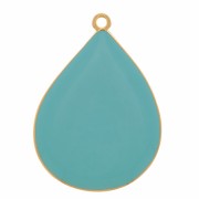 Pendentif goutte avec résine époxy 32x23 mm - Doré à l'or fin - Turquoise x1|raw }}