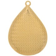 Pendentif goutte avec résine époxy 32x23 mm - Doré à l'or fin - Saumon x1