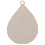 Pendentif goutte avec résine époxy 32x23 mm - Doré à l'or fin - Taupe x1