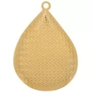 Pendentif goutte avec résine époxy 32x23 mm - Doré à l'or fin - Taupe x1