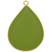Pendentif goutte avec résine époxy 32x23 mm - Doré à l'or fin - Vert clair x1|raw }}
