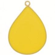 Pendentif goutte avec résine époxy 32x23 mm - Doré à l'or fin - Jaune x1|raw }}