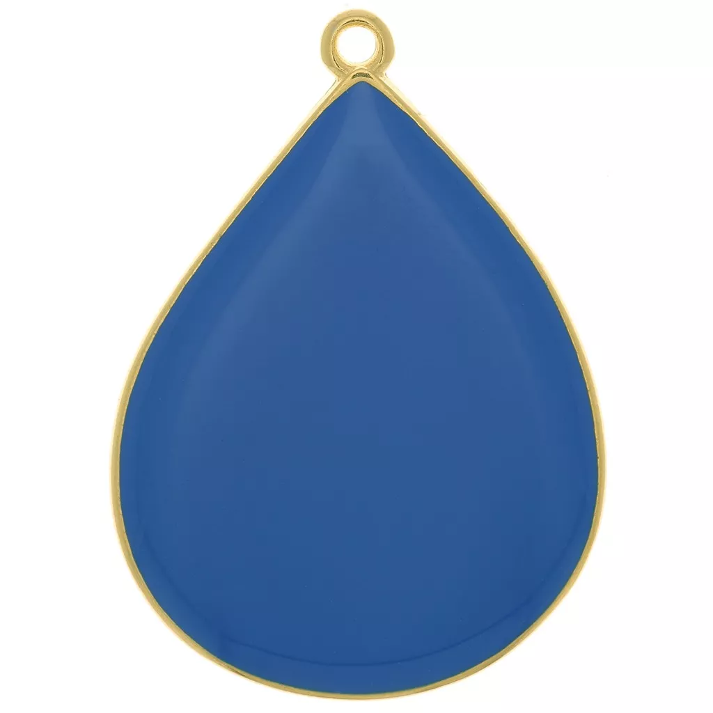 Grand Pendentif Special Mode Paris - Métal Doré, Résine Bleue, Turquoise - Mode