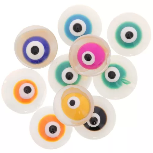 Perles rondes motif oeil en nacre 9 mm - Naturel - Multicolore x10