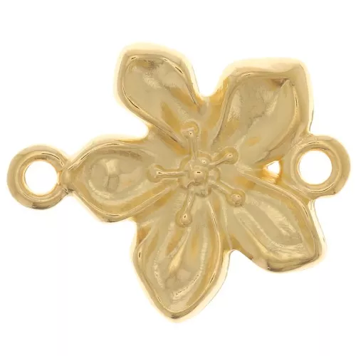 Intercalaire fleur 2 anneaux 18x15 mm - Doré à l'or fin x1
