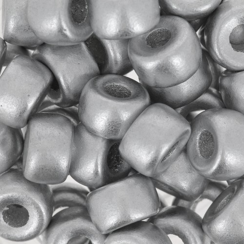 Perles gros trous - Pony Beads - 9 mm - Preciosa - Silver Mat x15