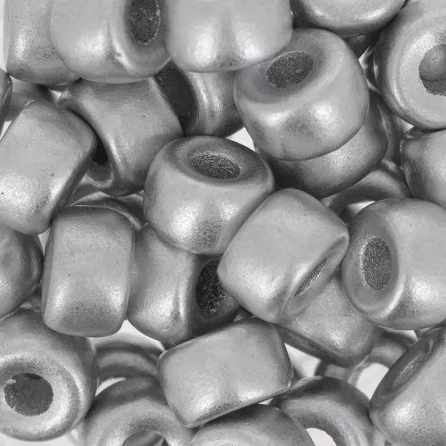 Perles gros trous - Pony Beads - 9 mm - Preciosa - Silver Mat x15