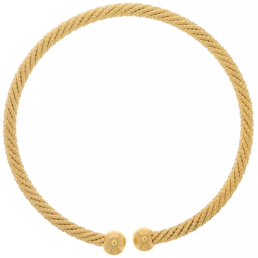 Bracelet Jonc Torsadé Doré Pour Femme - Alliage Métallique Rigide, Neuf Sans Boîte