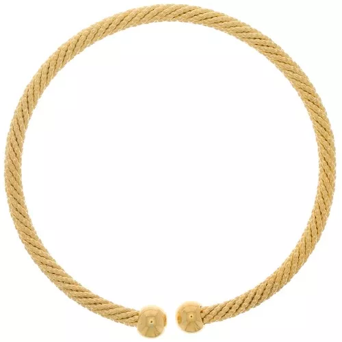 Bracelet jonc réglable - effet corde torsadé - Doré à l'or fin x1